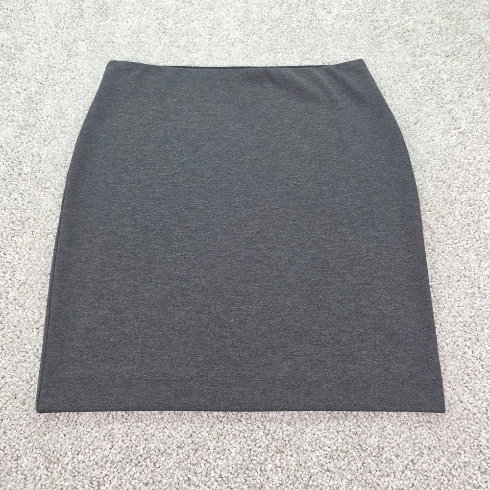 Ann Taylor Loft Womens Small Gray Ponte Knit‎ Pencil Skirt Stretch Pull On Mini